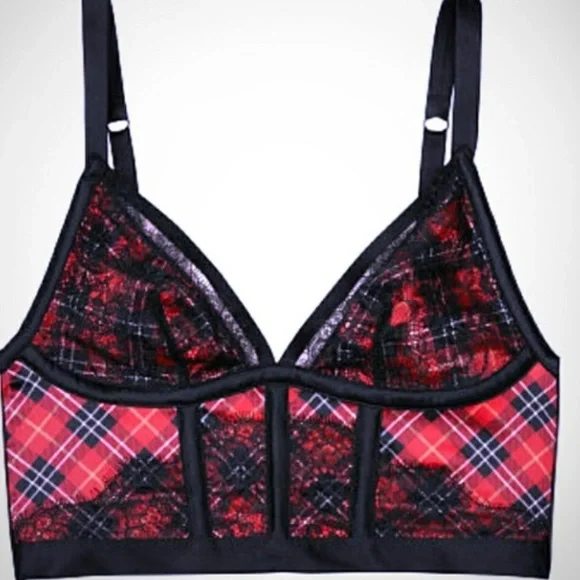 Victoria’s Secret Longline Plaid Lace Bustier Crop - Picture 5 of 10